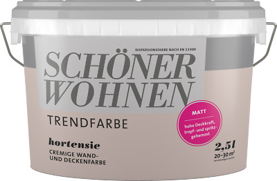 Wandfarbe Trendfarbe trendiges Rosa Hortensie Schöner Wohnen 2,5L innen matt