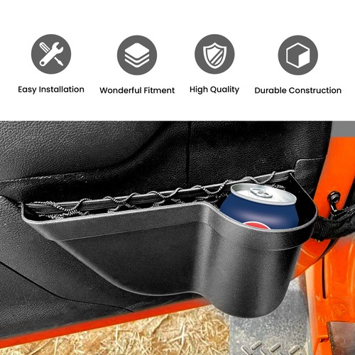 Front Door Storage Pockets Water Bottle Cup Holder for Jeep Wrangler JK 11-17 - Picture 3 of 11