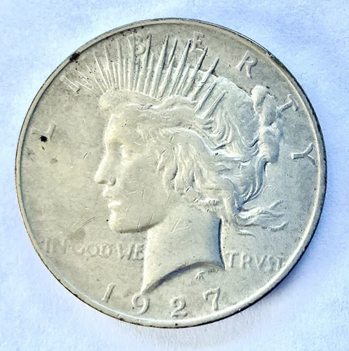 1927 D VF ++. SILVER PEACE DOLLAR.   RARE KEY COIN