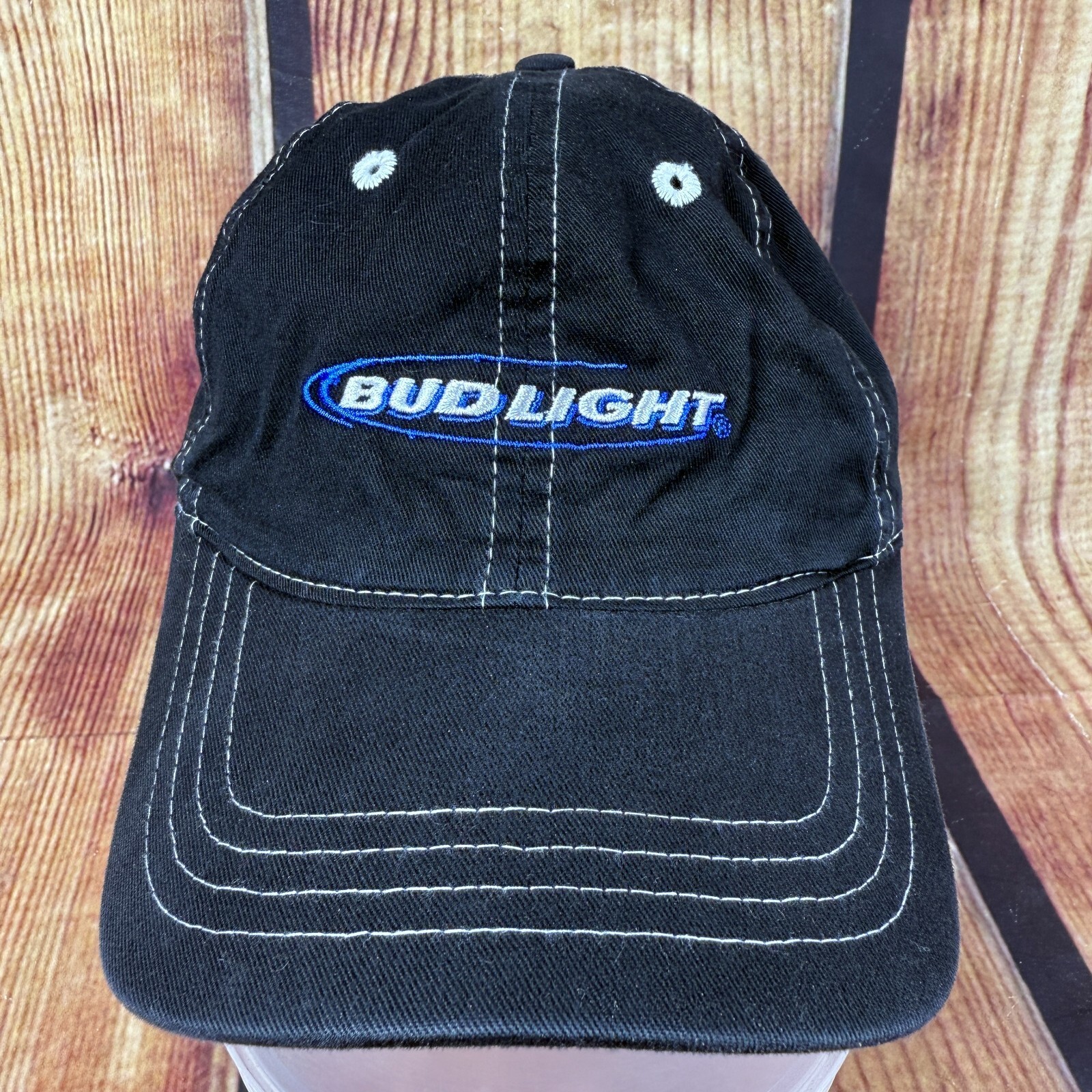 Bud Light Hat Adjustable Black Strapback Vintage … - image 2