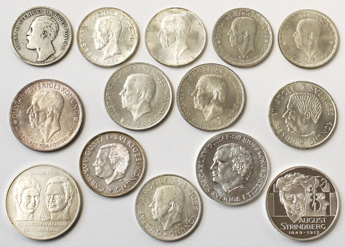 Collezione Svezia lotto 30 monete argento 371 g argento 1876-1996 no doppie - Foto 5 di 5