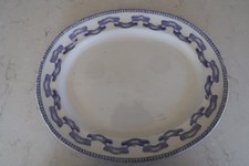 Viktorianische blau & weiß ovale Servierplatte oder Fleischschale 45 x 36 cm