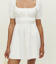 REFORMATION Woods Women’s White Cotton Babydoll Mini Dress size S Coquette Fairy