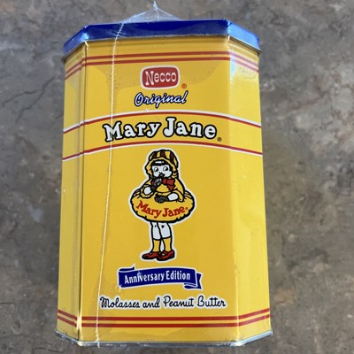 Vintage Mary Jane Necco cookie tin metal Sealed w/cookies