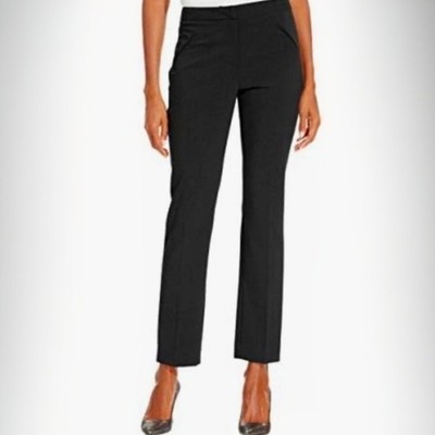 NWT Tahari Alyssa Slim Leg Dress Pants Womens 12P Black Work Office Professional