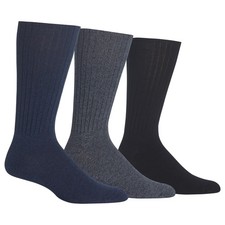 Chaps Men's Assorted Rib Dress Crew Socks 3 6-12, Denim True Pairs 