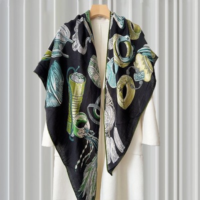 Cashmere & Silk Wrap Women Scarf Jewelry Print Large Triangle Shawl 190*90cm