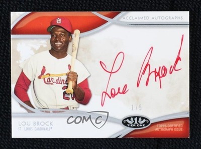 2015 Topps Tier One Acclaimed Red Ink 1/5 Lou Brock #AA-LB Auto HOF 0oc8