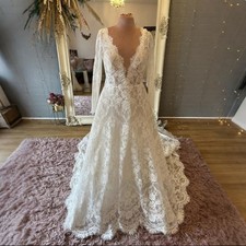 Vintage Full Lace Evening Dresses V-Neck Long Sleeve Lace Appliques Party Gowns