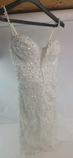 Fashion Nova Feather Sequin Mesh Mini Bodycon Dress Strappy Sleeveless Size S