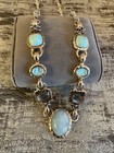 Michael Dawkins Sterling Silver Larimar, Mother of Pearl & Agate Lariat Necklace — photo 5