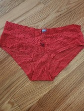 Vtg Red Nylon Lace Aerie Scrunched Butt Boyshort Cheeky Panties Size Large