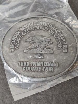 Vintage Wisconsin Sesquicentennial 1848-1998 Winnebago County Fair Belt Buckle
