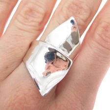 HAGIT GORALI 925 Sterling Silver Vintage Modernist Bypass Ring Size 9.25