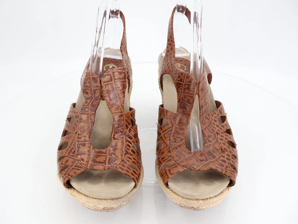 Sandalia Earthies para mujer Bali talla 8 cuña con cordones marrón cuero de cocodrilo cómoda Foto 3 de 4