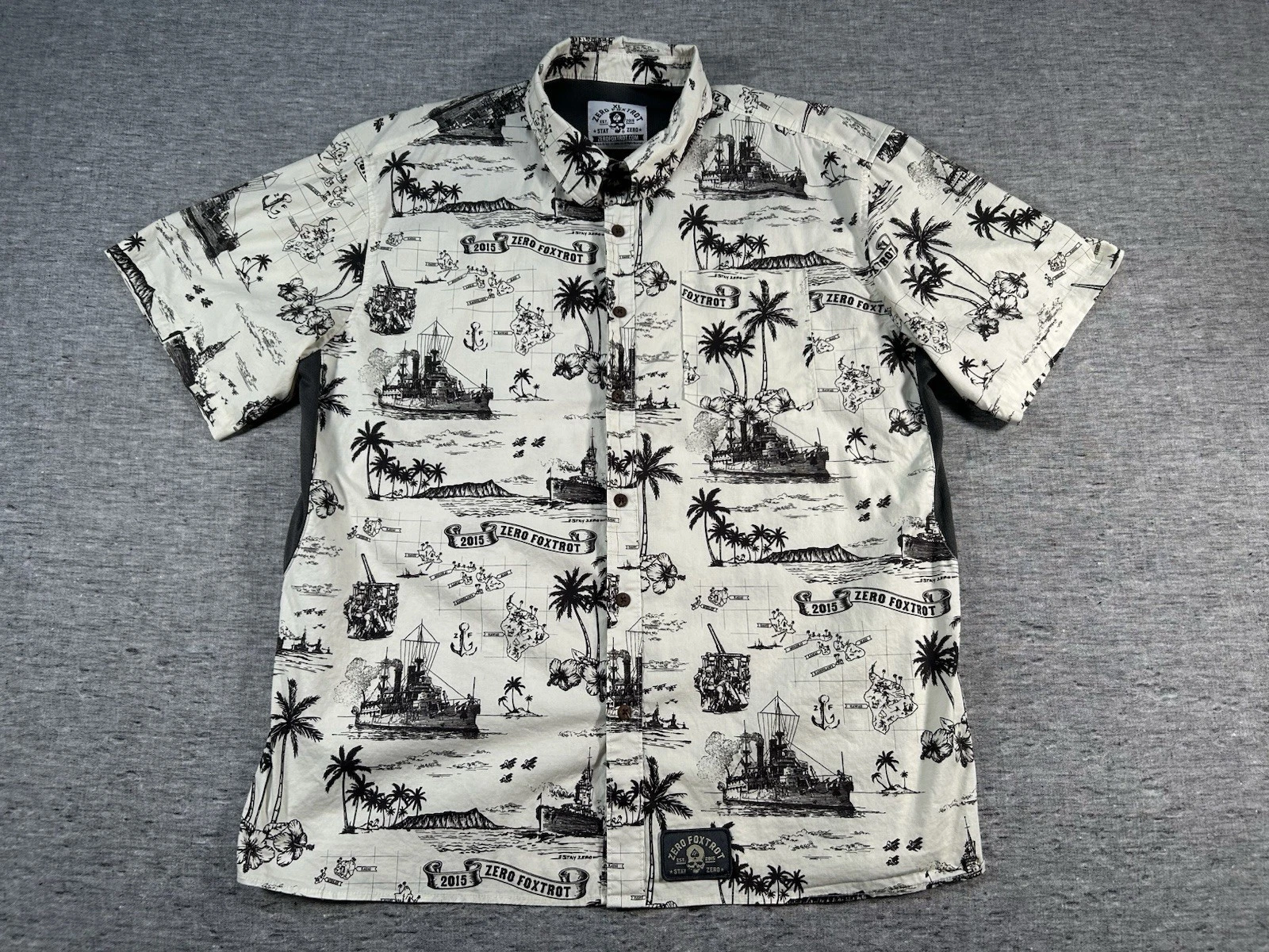Zero Foxtrot Hawaiian Shirt Mens Extra Large Tropical Nautical Vented Button-Up