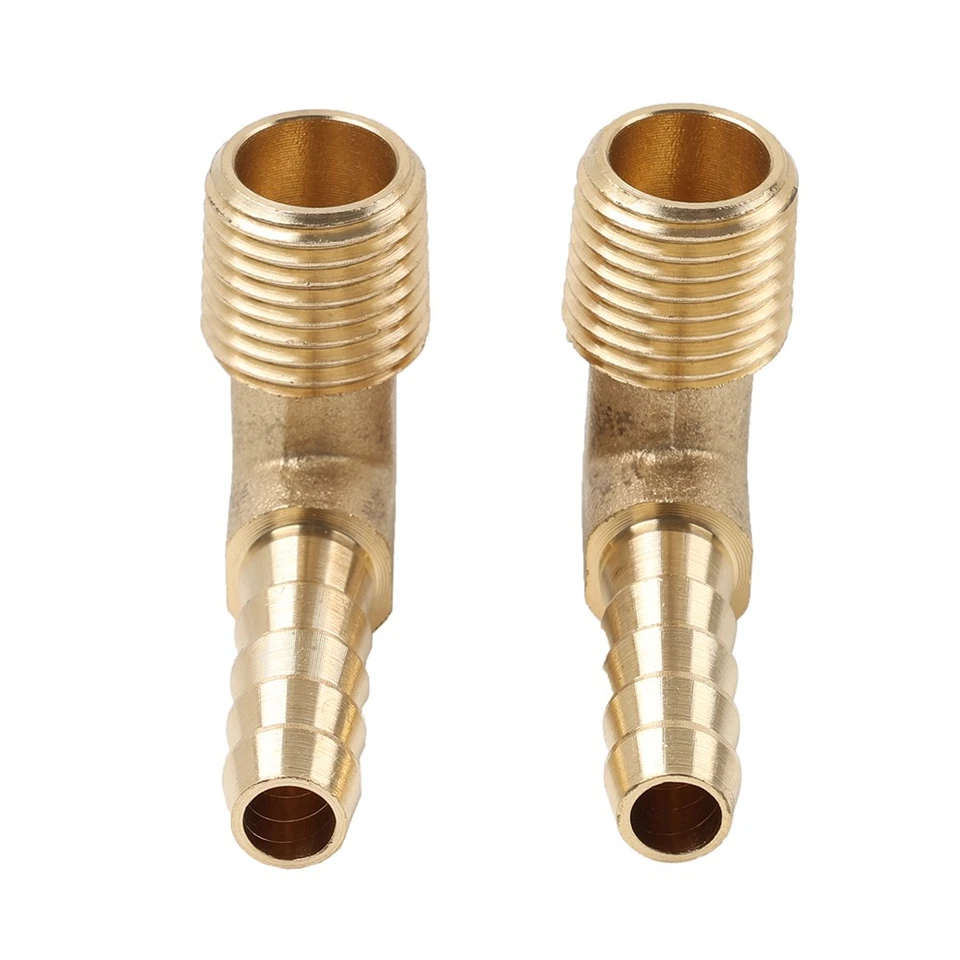 2pcs Brass Hose Barb Fitting Elbow 1/4" x 1/4 NPT Male Thread Pipe Connectors - Image 3 of 4