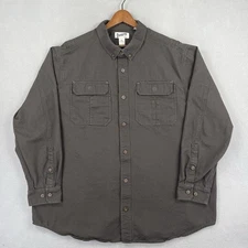 Duluth Trading Co. Shirt Mens XXL Gray Button Up Outdoor Workwear Canvas Relaxed