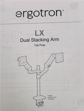 Ergotron LX Vertical Stacking Dual Monitor Desk Mount up to 40in, 7-22lbs Each