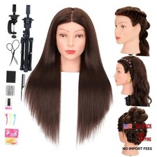 Mannequin Head with 80 Human Hair Cosmetology Practice Doll U-Brown-Tripod