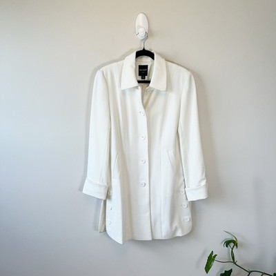 Insight Chic Collar Button Down Coat Cream White Long Sleeve Old Money Size 10
