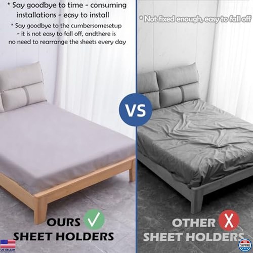 Fitted Sheet Holders with Anti-Break Straps, Heavy Duty, Universal Fit, White - Picture 4 of 6