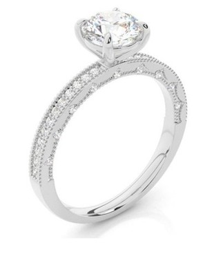 IGI Lab Grown E VVS1 Total 2.14Ct Diamond Engagement Ring Matching Band Platinum
