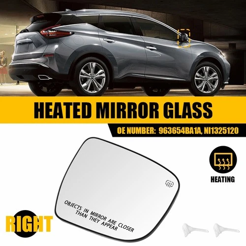 Mirror Glass Heated Right RH Side For 14-20 Nissan Rogue Pathfinder 15-23 Murano