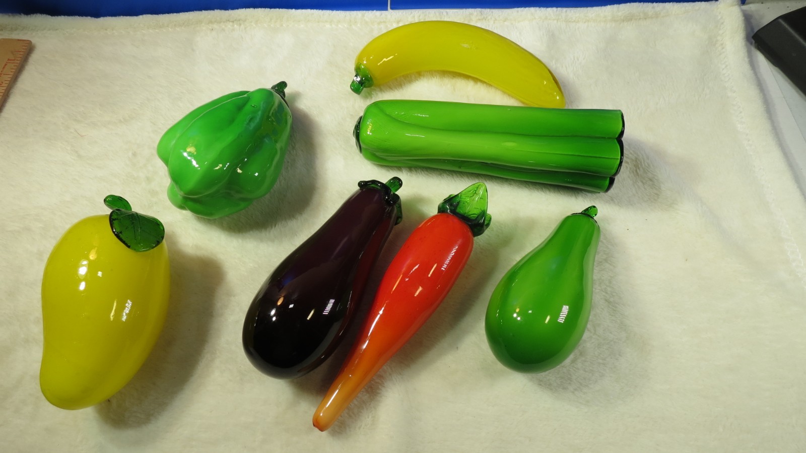 Vintage lot 7 Art Glass Fruit & Vegetables Murano Style Glass EXCELLENT