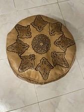 3 Handmade Moroccan Leather Design Poufs. Small: 33cm length Hight & Width: 20cm