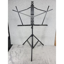 Black Metal Folding Music Stand Adjustable Height Lightweight Portable