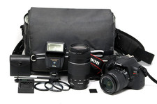 Canon EOS Rebel T6 DSLR w/ 18-55mm STM,  75-300mm Lens  Flash,  Carry Case