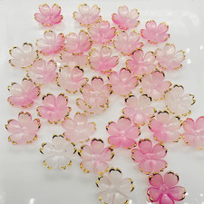 50Pcs Cherry Blossom Acrylic Flower Beads, Mini Floral Spacer Beads for Jewel...