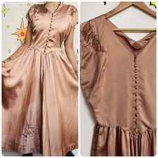 Vintage 40s Jonathan Logan Champagne Satin Ev...