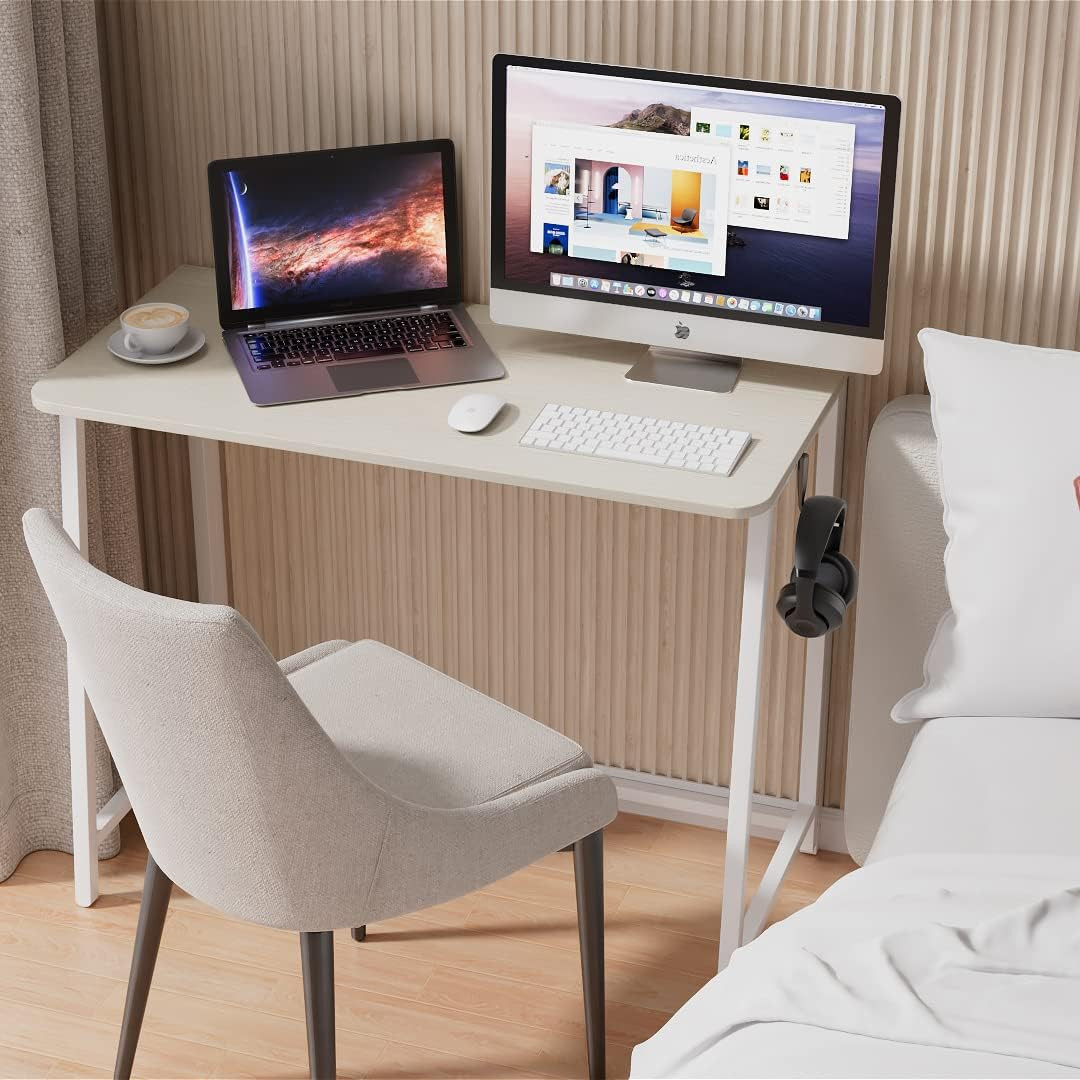 Petit bureau pliant chêne clair 80x45 cm Modèle Épuré pour petit espace