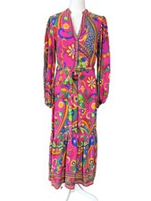 Adrianna Papell Womens Maxi Dress Size 6 Paisley Boho V Neck Balloon Sleeve