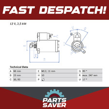 Starter Motor fits AUDI A7 4G 3.0D 10 to 17 Bosch 059911021G 059911021K Quality