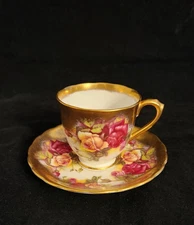 Vinyage ROYAL CHELSEA Golden Rose Pattern Tea Cup & Saucer Heavy Gold Gilt 