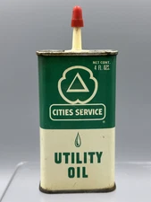1950s CITIES SERVICE Utility Oil HANDY OILER Tin Can Vintage Gas Advertising