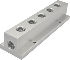 Air Compressor Manifold 5 Way 7 Port 1/4 Inch Supply 1/4 Inch Output Aluminum