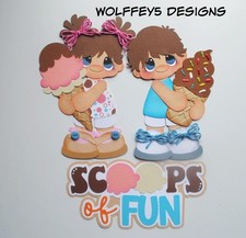 ELITE4U GIRL BOY SUMMER ICE CREAM paper piecing scrapbook diecut piece page
