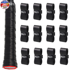 12 Pack Tennis Racket Grip Tape Precut Anti-Slip Absorbent Overgrip Black