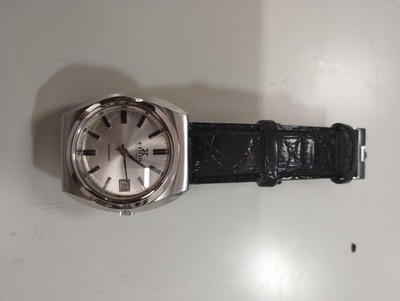 Edox Silverhorn Automatic Watch Silver Dial Black Leather Strap 