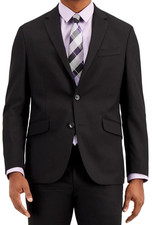 Kenneth Cole Mens Slim fit Suit Jacket Blazer 46R Black Solid Stretch