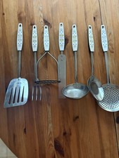 Vintage Sky-line Harvest Kitchen Utensil Set X 7 Prestige England Rare Prop UK