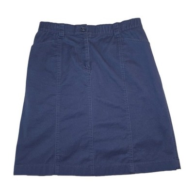 LL Bean Blue Midi Skirt Womens 10 Original Fit Stretch Waist Casual Preppy