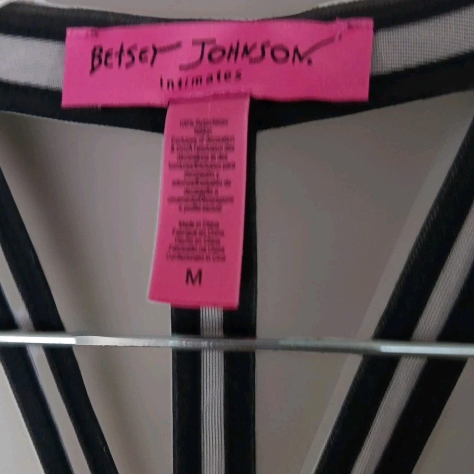 Betsey Johnson Intimate Black Over Blush Chemise Babydoll Nightgown M Lingerie - Image 2 of 4