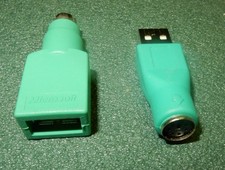 Lot of 2 USB to PS/2 Adapters   Green   Tested   Mouse/Keyboard Compatible