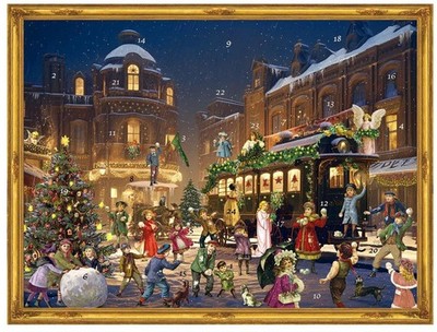 Adventskalender, viktorianisch ''Weihnachtlicher Bahnhof''