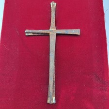Vintage Gold Tone Nail Cross Pendant Necklace on Rope Chain — listing 4